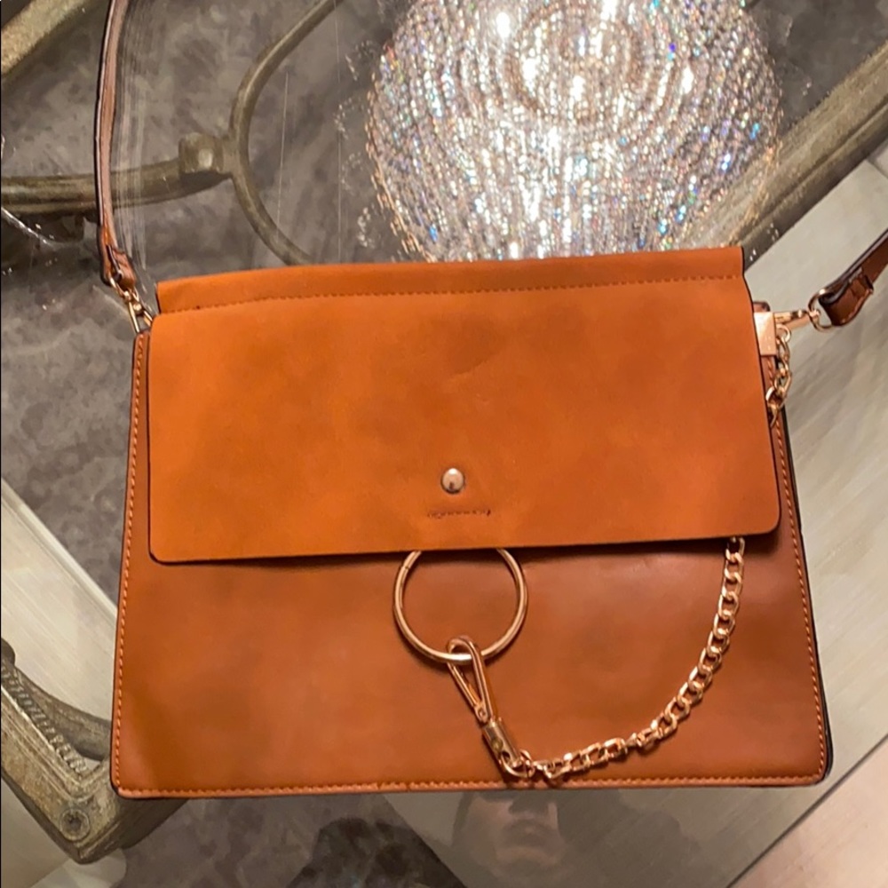 Brown Crossbody Bag with Gold Hardware